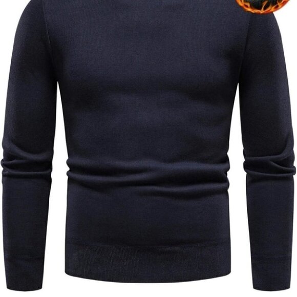 Dark Blue Mens Turtleneck Sweater - Picture 2 of 7